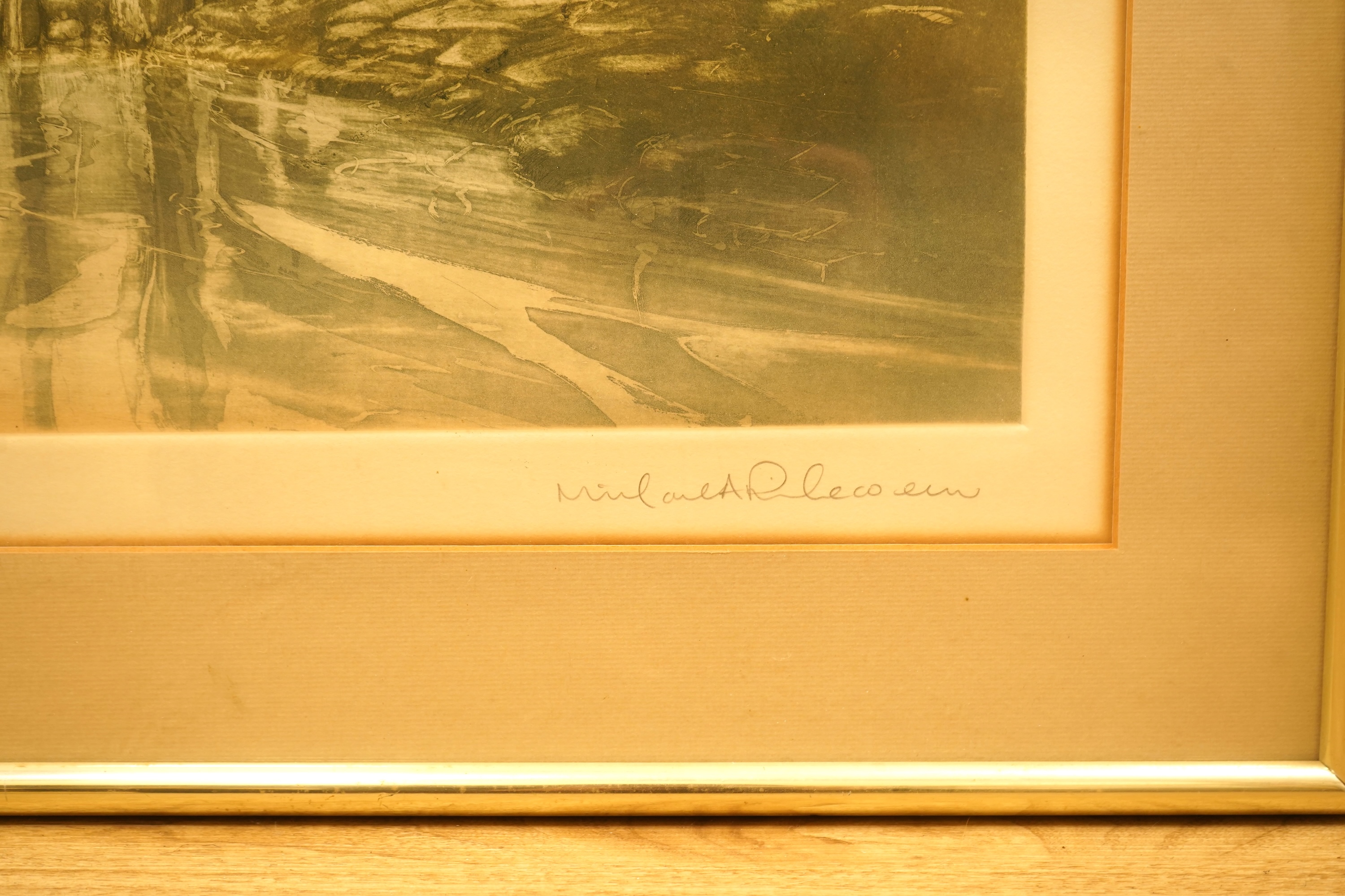 Michael Richecoeur (b. 1946), ‘Wave Barrier II’, signed in pencil, Artists Proof etching, 45 x 62cm, Provenance: The Tanyards Collection, East Sussex